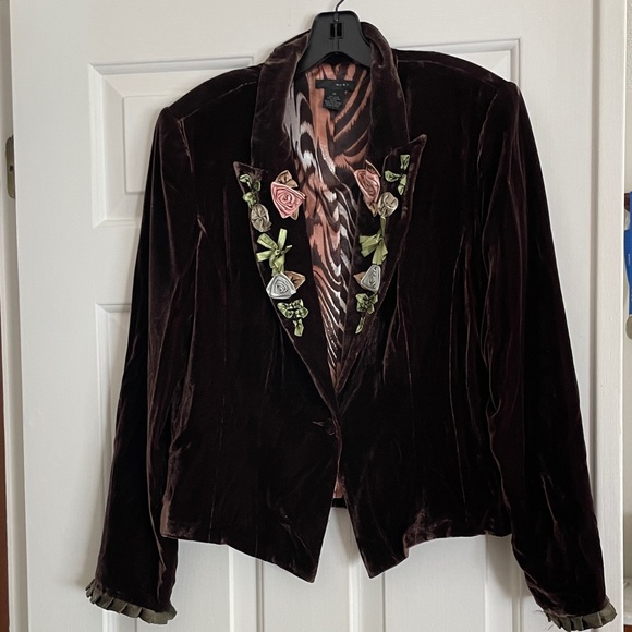 WD.NY Velvet Blazer with Floral Accents - Picture 1 of 5